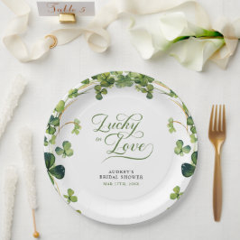 Prato De Papel Lucky in Love Bridal Shower Green Shamrock