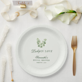 Prato De Papel Lucky in Love Green Shamrock Bridal Shower 