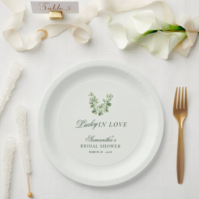 Prato De Papel Lucky in Love Green Shamrock Bridal Shower  (Casamento)