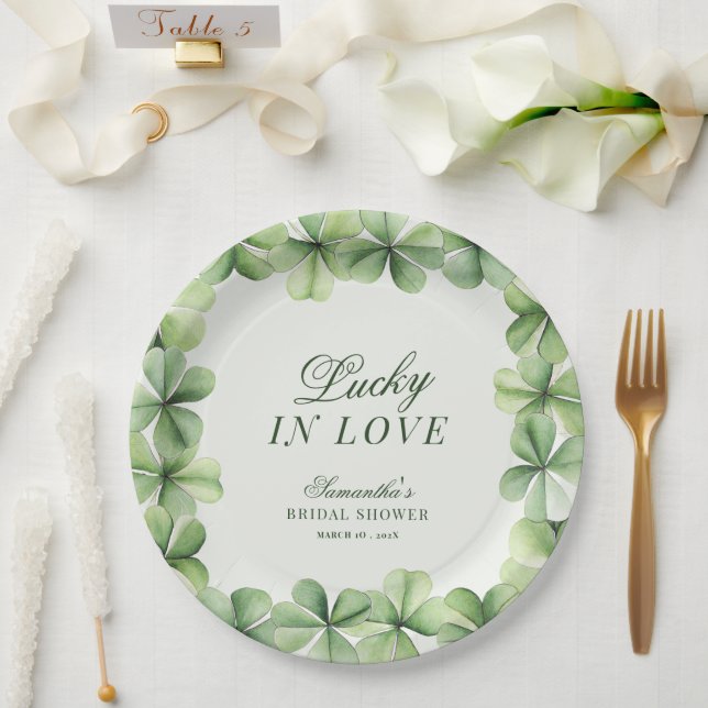 Prato De Papel Lucky in Love Green Shamrock Bridal Shower  (Casamento)