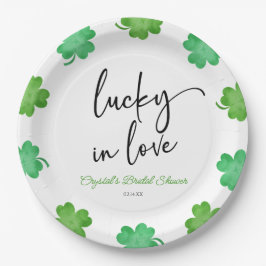 Prato De Papel Lucky In Love Green Shamrock Fecha Chá de panela