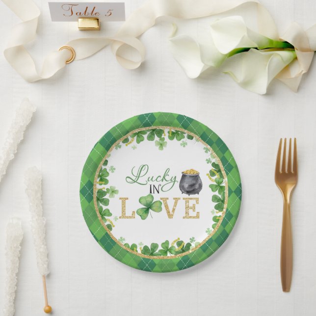 Prato De Papel Lucky in Love Paper Plates (Casamento)