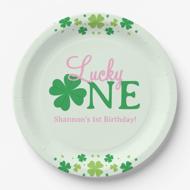 Prato De Papel Lucky One First 1st Birthday Party (Frente)