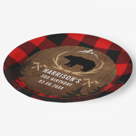 Prato De Papel Lumberjack Personalizado Aniversário