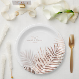 Prato De Papel Lush Palm Leaf Wedding Terra Cotta/Wht ID956