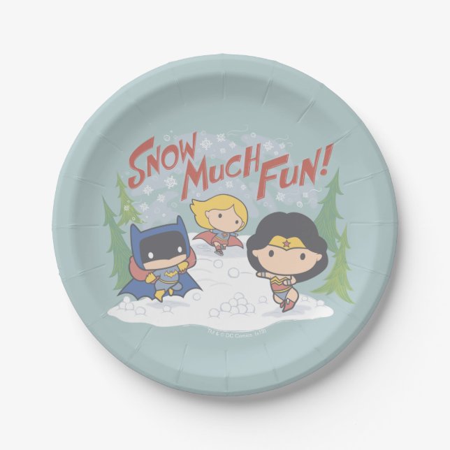Prato De Papel Luta da Liga da Justiça Chibi Snowball (Frente)