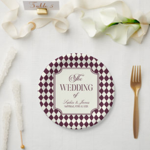 Prato De Papel Luxo Antigo Dinheiro Vinho Marfim Casamento Vintag