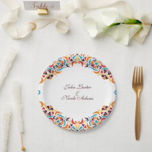 Prato De Papel Luxo Caprichoso Floral Ivory Estilo Borda Casament