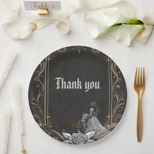 Prato De Papel Luxo encontra romance. (Casamento)