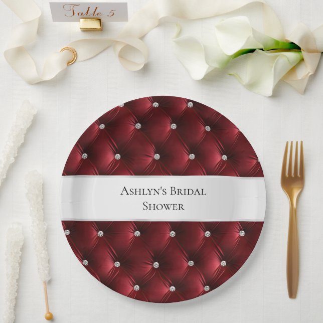 Prato De Papel Luxury Glam Red Faux Velvet (Casamento)
