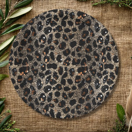 Prato De Papel Luxury Glitter Brown Black Gold Leopard Pattern