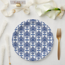 Prato De Papel Luxury Royal Blue and White Baroque Floral Pattern