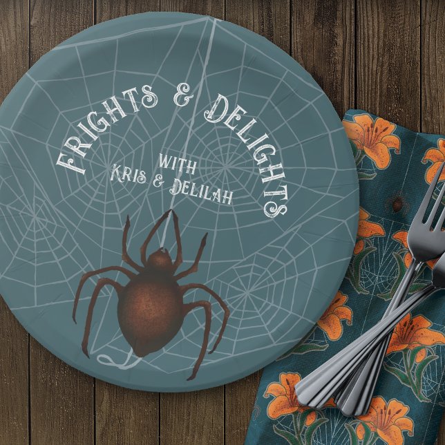 Prato De Papel Luzes de Dia das Bruxas (Frights and Delights Halloween Plates-Coordinating Designs Create the Perfect Look.)