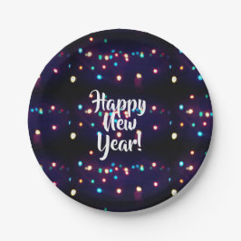 Prato De Papel Luzes de férias de feliz ano novo