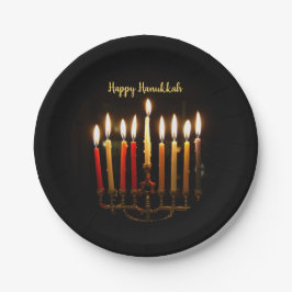 Prato De Papel Luzes de Menorah e de Chanucá