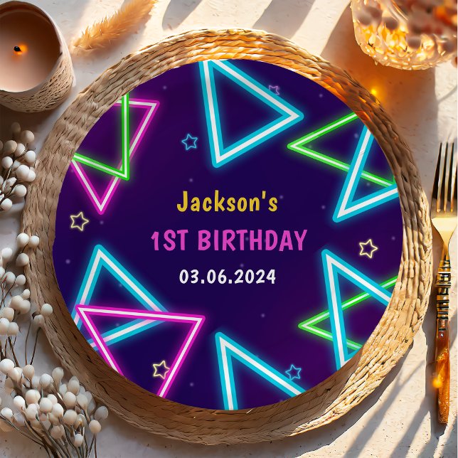 Prato De Papel Luzes de Neon Brilhantes Obrigado Festa de anivers (Criador carregado)