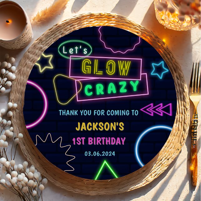 Prato De Papel Luzes de Neon Brilhantes Obrigado Festa de anivers (Criador carregado)