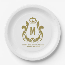 Prato De Papel M Monograma Dourado Crest
