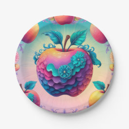 Prato De Papel Maçã colorida