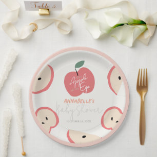 Prato De Papel Maçã dos Meus Olhos Festa de Bebê Menina Rosa
