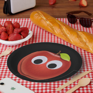 Prato De Papel Maçã, fruta vermelha com olhos maliciosos - Person