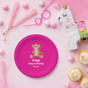 Prato De Papel Macaco a Rosa