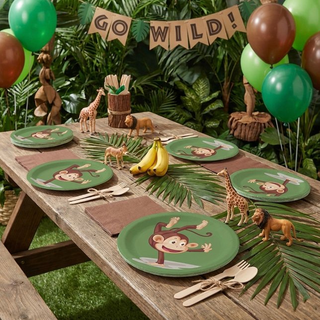 Prato De Papel Macaco nas placas de papel de uma mão (Criador carregado)