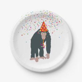 Prato De Papel Macacos-chimpanzé festejando animais com festa