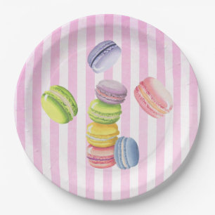 Prato De Papel Macarons - Pastelaria Francesa em Pastel Watercolo
