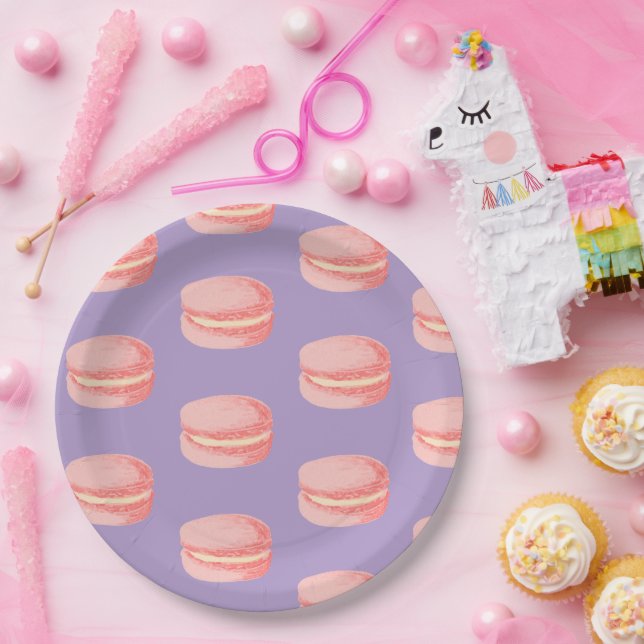 Prato De Papel Macarons Rosa (Festa)