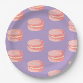 Prato De Papel Macarons Rosa