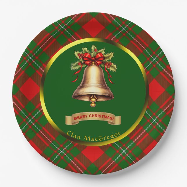 Prato De Papel MacGregor Tartan Personalizado Natal (Frente)