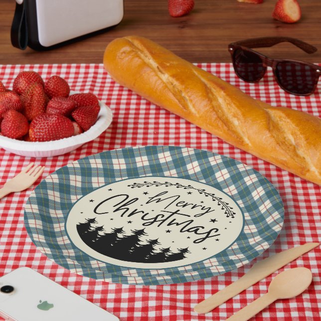 Prato De Papel MacRae Conchra Scottish Tartan Christmas (Piquenique)