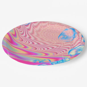 Prato De Papel MACRAME'- Imagem Abstrato colorido da arte frontal