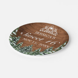 Prato De Papel Madeira Neves e Floresta Rural Pine Tiara Sweet 16