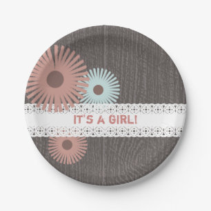 Prato De Papel Madeira + O laço inspirou o chá de fraldas flora