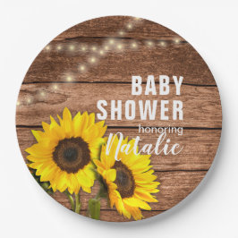 Prato De Papel Madeira Rústica Escura, Luzes de Girassol Chá de f