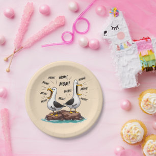 Prato De Papel Mãe de Gaivota Divertida Personalizada