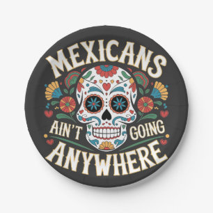 Prato De Papel MAGA mexicanos não vão a lugar nenhum crânio de aç