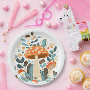 Prato De Papel Magia do Dia do Cogumelo