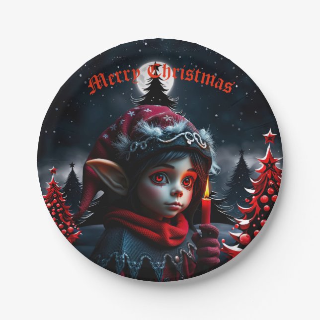 Prato De Papel Magia do elfo gótico debaixo da lua de cheio. (Frente)