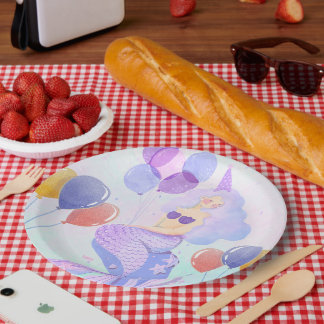 Prato De Papel Magical  Mermaid Birthday Invitation Card