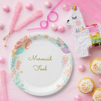 Prato De Papel Magical Mermaid Under the Sea Kids Birthday 