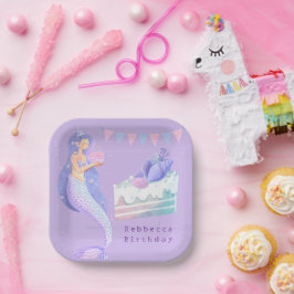 Prato De Papel Magical Watercolor Mermaid Birthday Paper Plates
