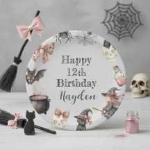 Prato de papel mágico de aniversário de Halloween
