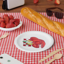Maine Lagosta Janta marisco Vermelho Gingham