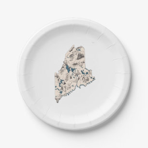 Prato De Papel Maine Vintage Picture Map Party Plates