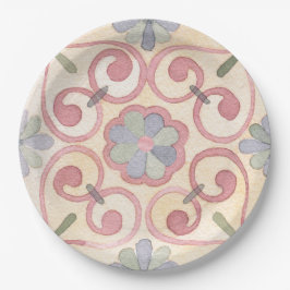 Prato De Papel Maiolica Amarela Italiana Espanhola Rosa