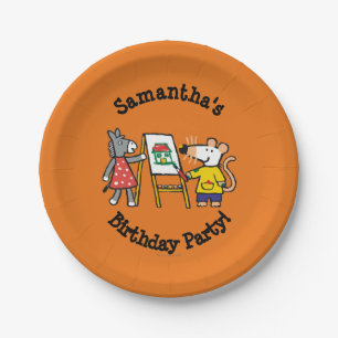 Prato De Papel Maisy e pintura Dotty no pré-escolar