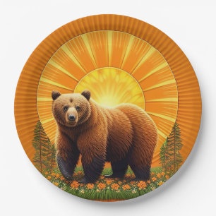 Prato De Papel Majestoso Urso Pardo 